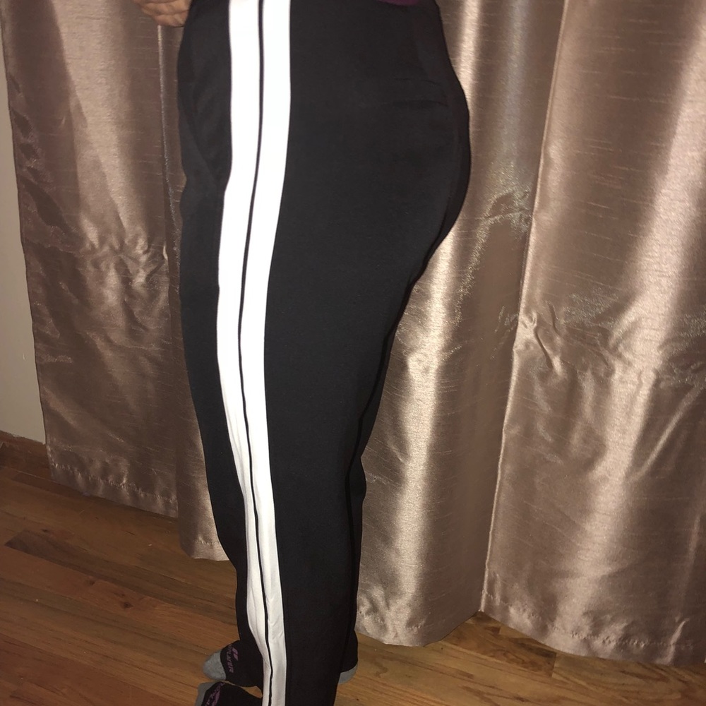 Fashion Nova White Stripped Black Dress Pants